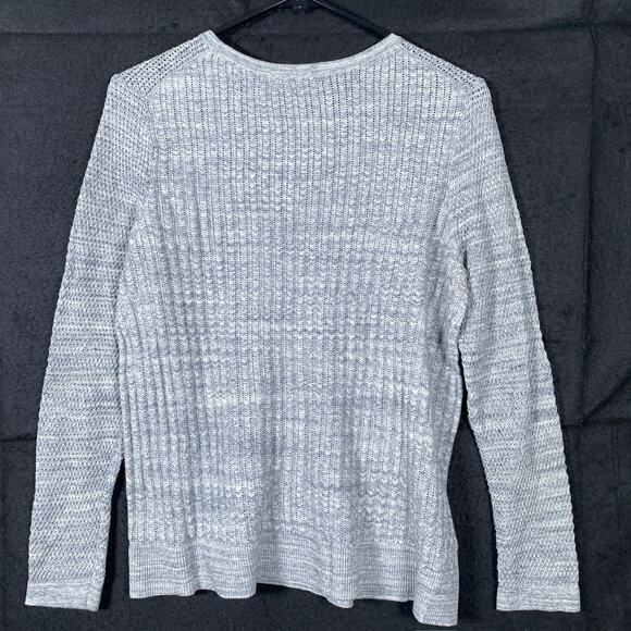 Ann Taylor Loft Womens Sweater Gray Petite Crew Neck Knitted Long Sleeve LP - Picture 9 of 12